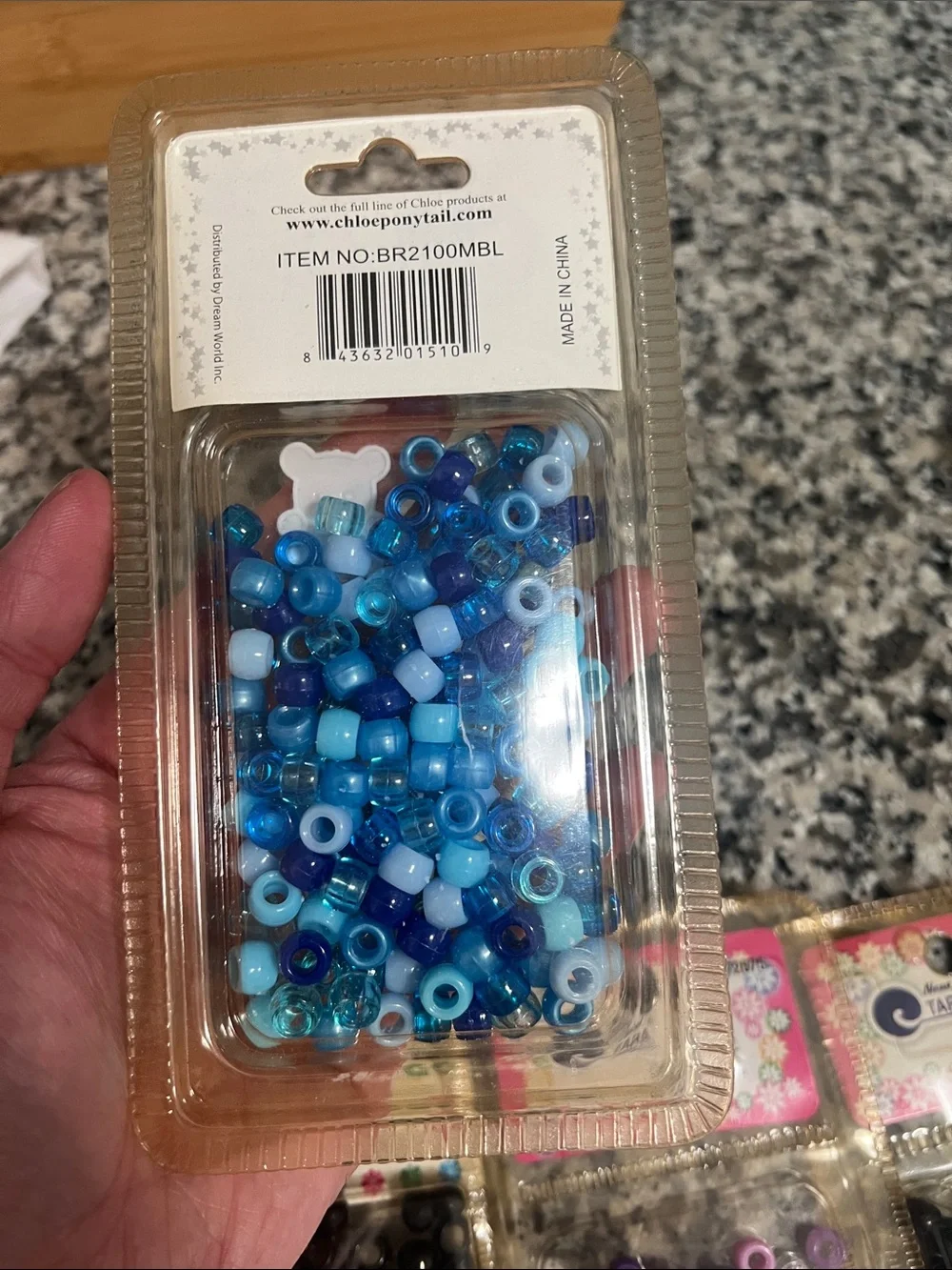Mixed Brands  Blue, Purple and Black Plastic Hair Beads Pack